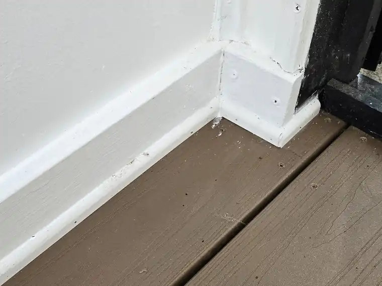 Trim corner fitted cleanly at a wall junction